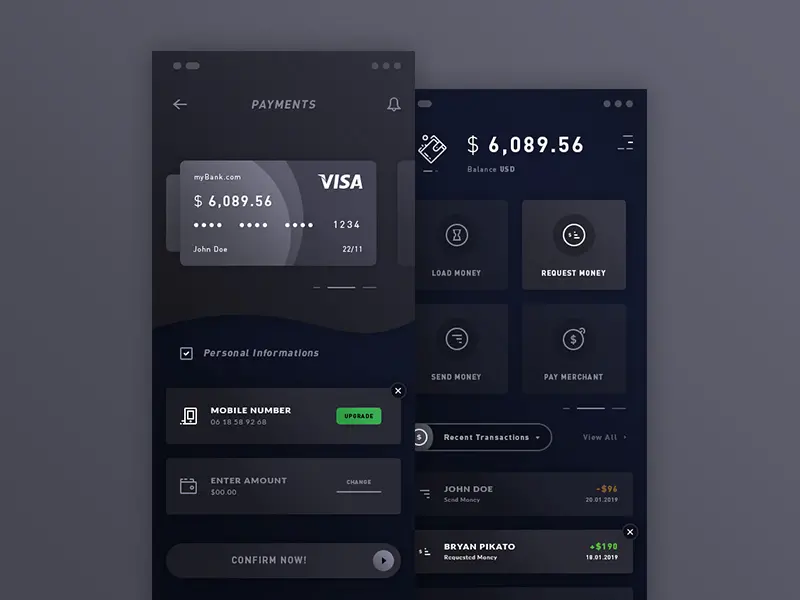 Payments Wallet iOS App Design Template