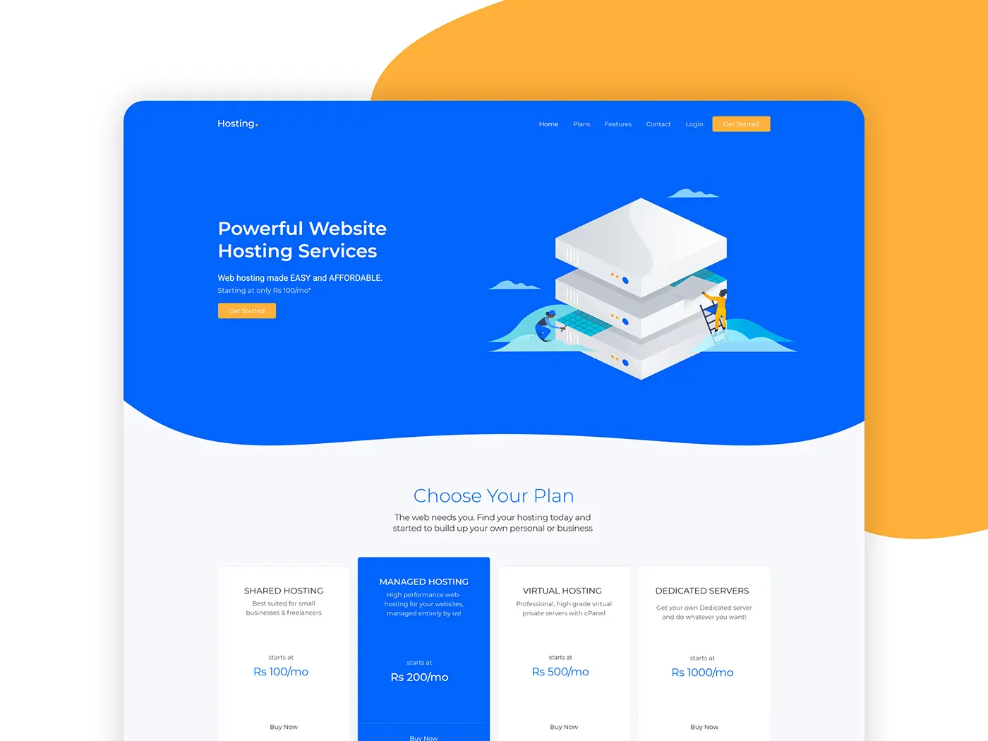 Web Hosting Landing Page UI