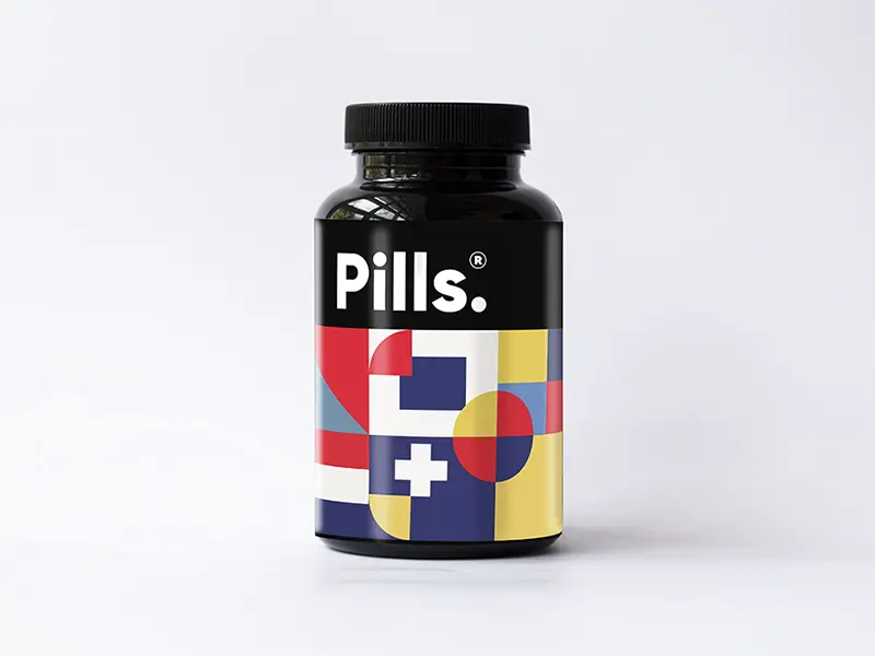 Pills Vitamins Bottle Packaging Mockup