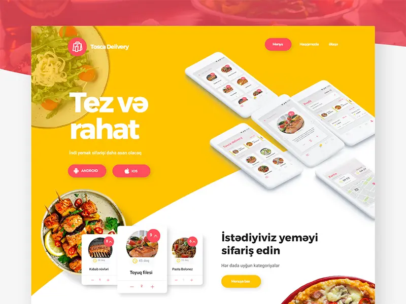 Food Delivery Adobe Xd Landing Template