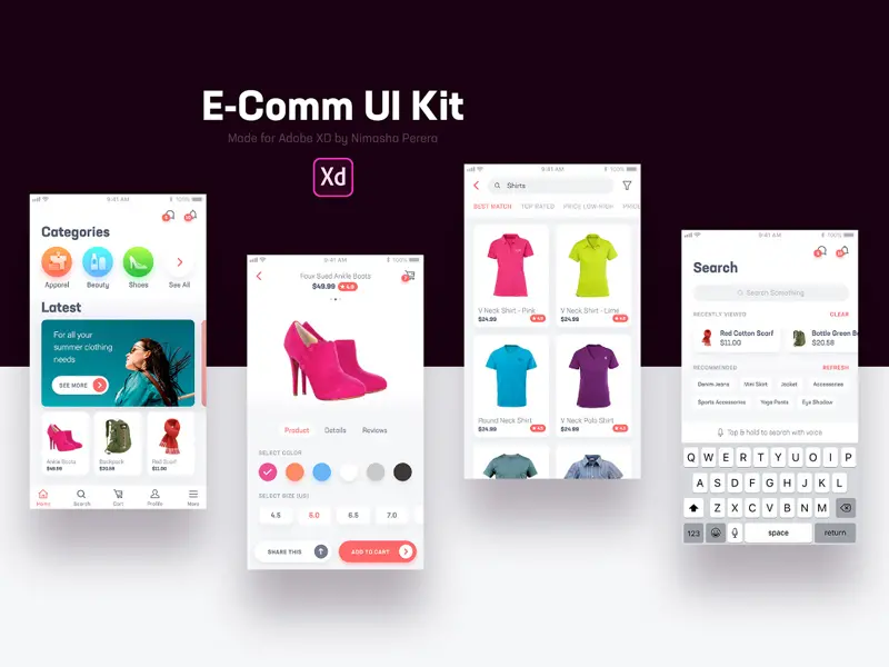 E Comm UI Kit For Adobe XD