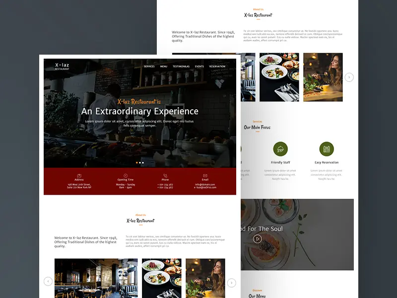 UI Restaurant Design Free Xd Template