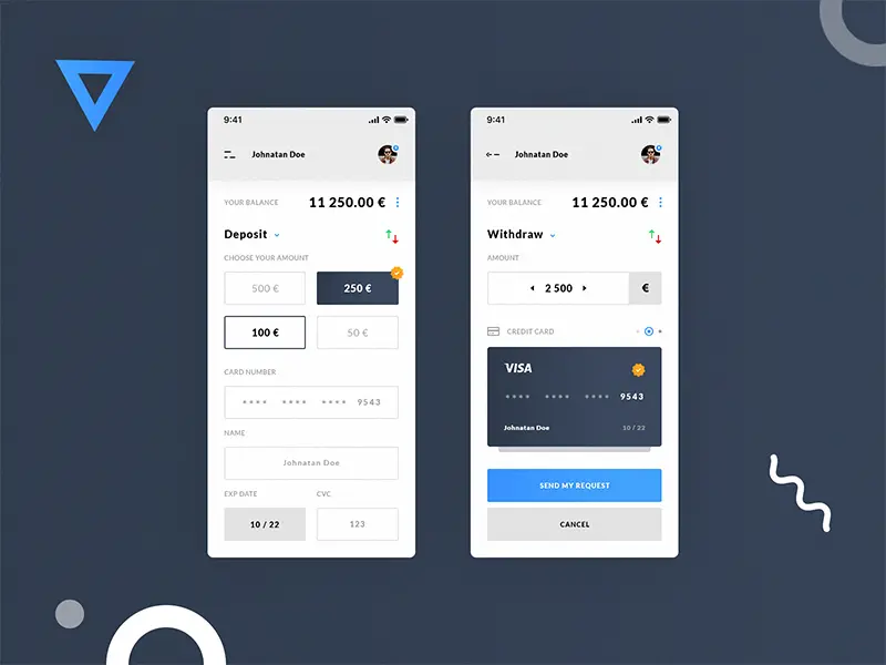 Deposit Withdraw iOS App Design