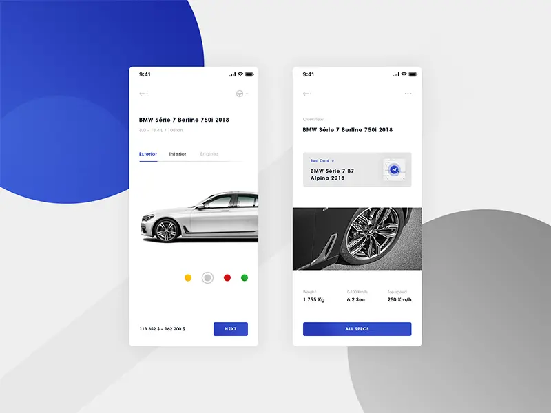 BMW iOS Mobile App Design Template