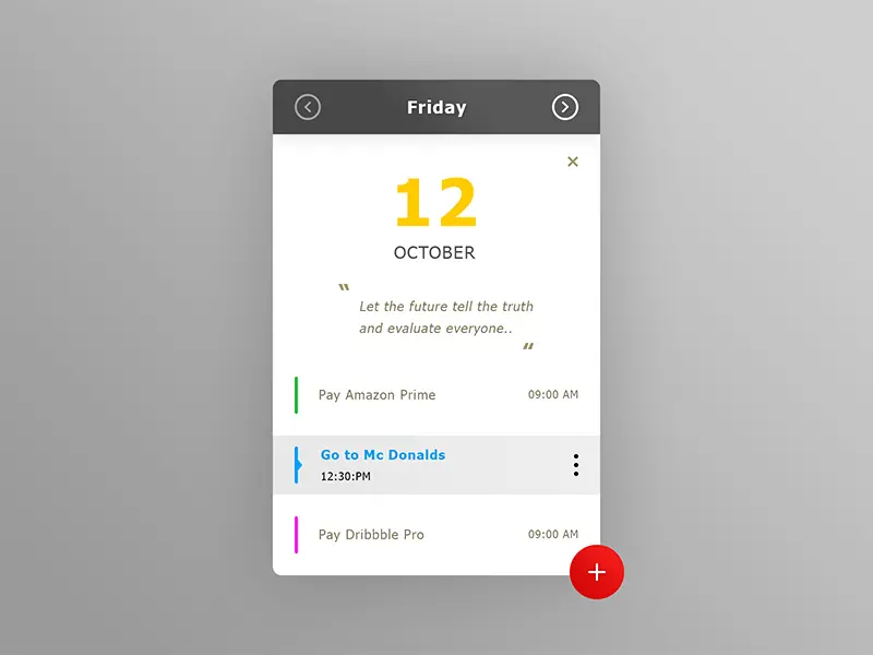 Mobile Calendar UI Template