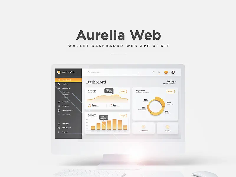 Aurelia Web Elegant Dashboard Web App UI Kit For Adobe XD