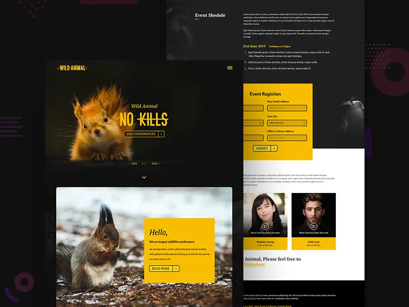 Wild Animal Conference Landing Page Template Adobe Xd