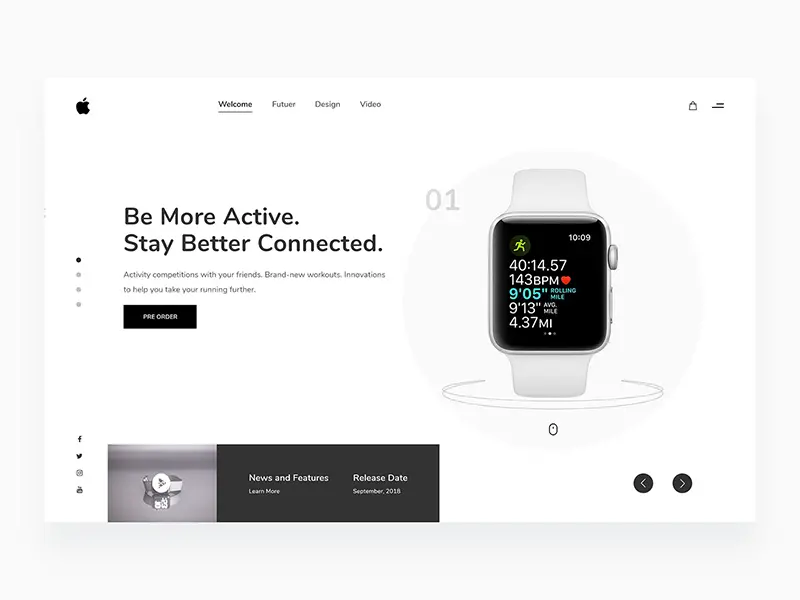 Apple WatchOS 5 Minimal Web Concept Xd Freebie