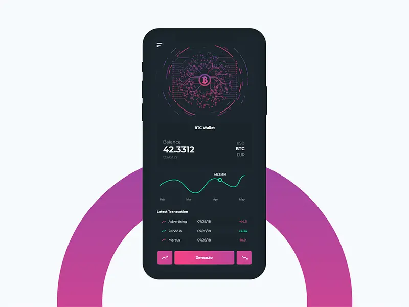 Bitcoin App UI Design Xd Freebie