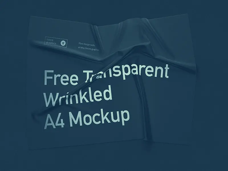 Transparent Wrinkled A4 Mockup