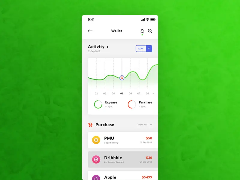 Finance Wallet Dashboard iOS App