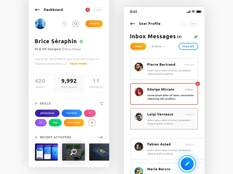 User Profile Inbox Messages iOS App