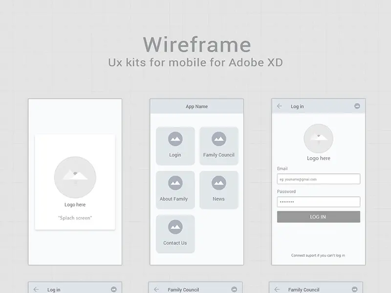 Adobe XD Wireframe Kit Templates