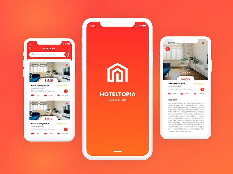Adobe XD Mobile App UI Design HotelTopia