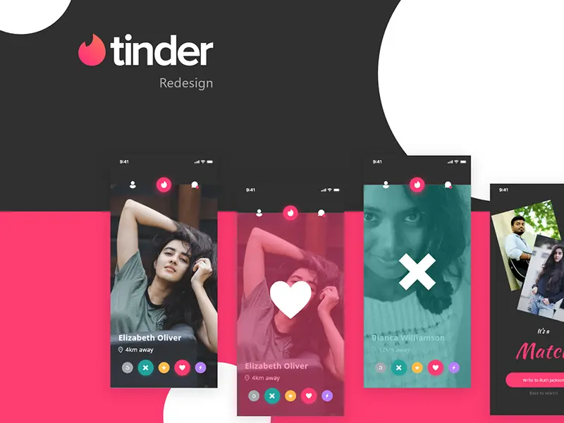 Tinder Redesign Dark UI Kit