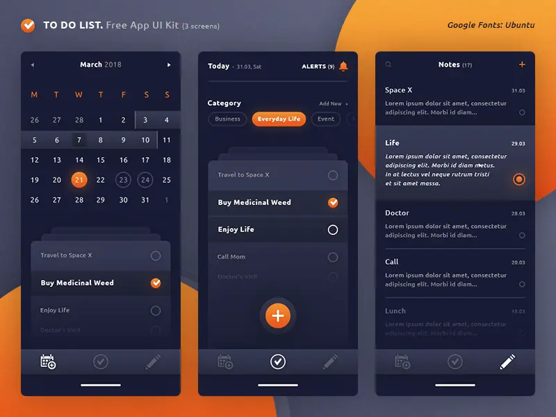 To Do List App UI Kit