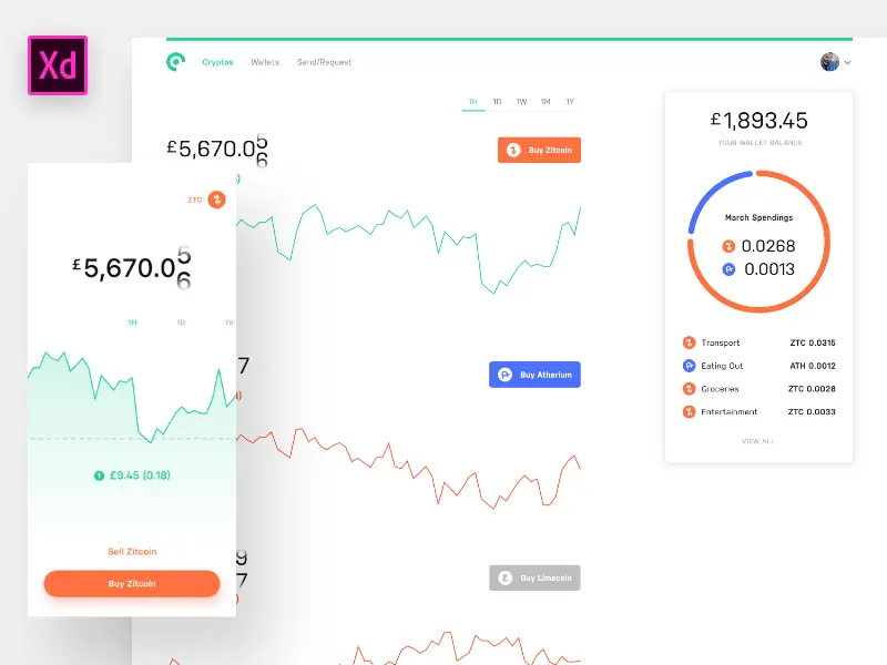 Cooin Crypto Kit Design For Adobe XD