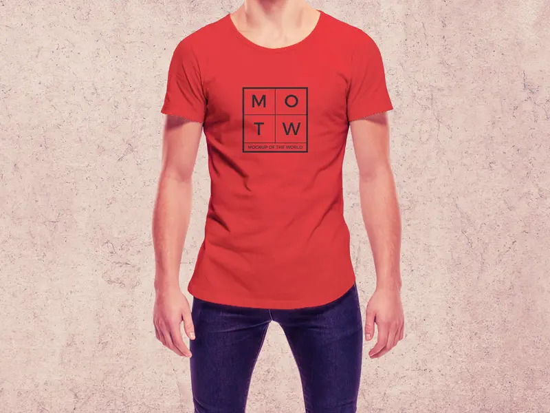 Young Cool Guy Wearing Round Neck T Shirt Mockup