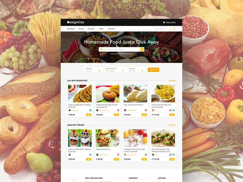 Food App Website Landing Page Template