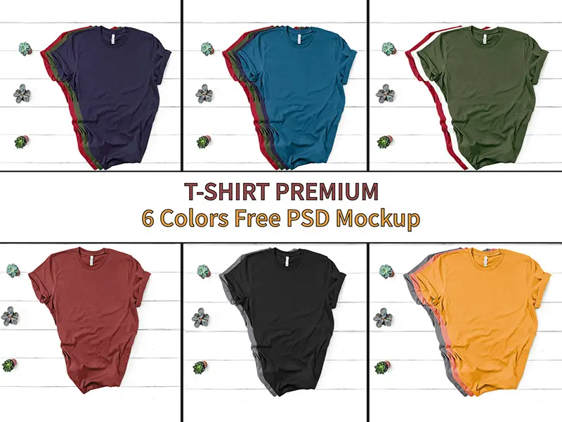 T shirt Premium 6 Colors Mockup