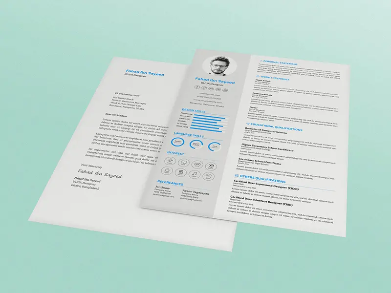 Free CV Resume PSD Template With Cover Letter