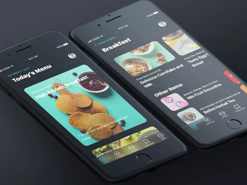 Dark Food App Screens iOS 11