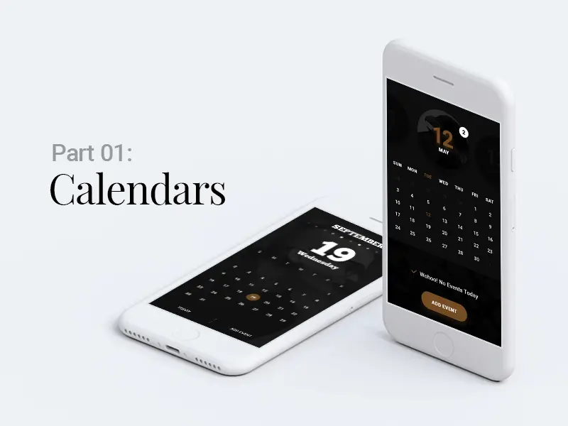 Gold Coal UI Kit Calendars
