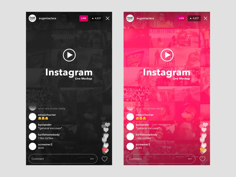 Instagram Live (iOS) UI Template Mockup