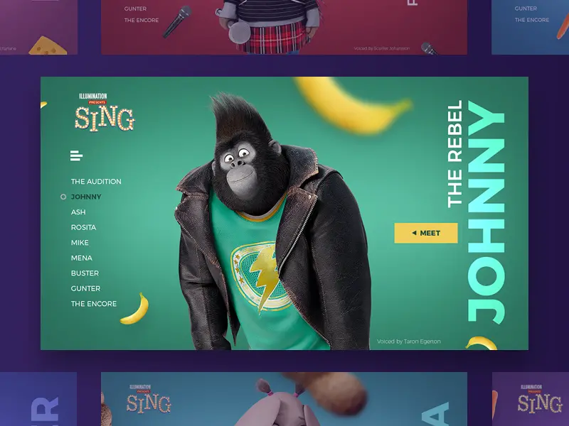 Sing Movie Characters Website Templates