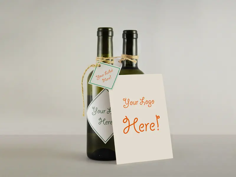 Wine Bottle Greeting Card Mockup