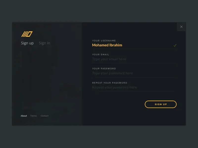 Dark Sign Up Form