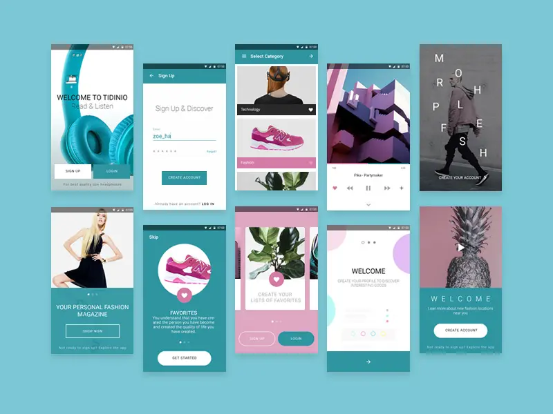 Material UI Kit Screens