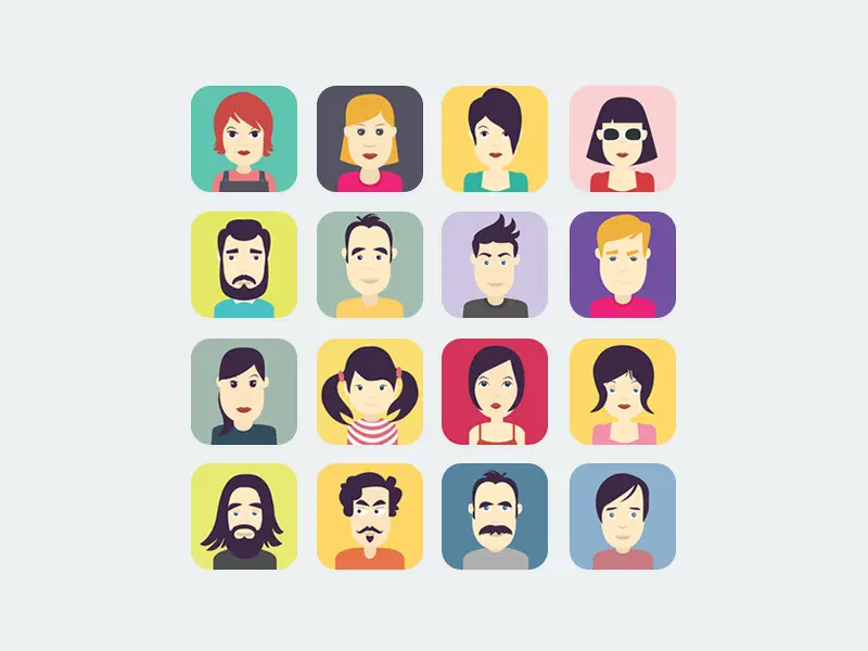 Men Women Avatar Flat Icons