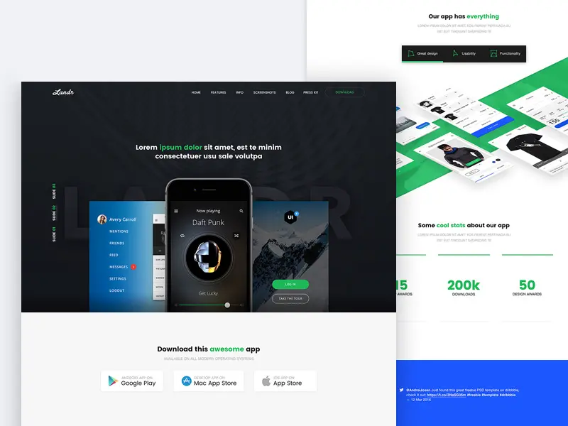 Landr Web Mobile Template