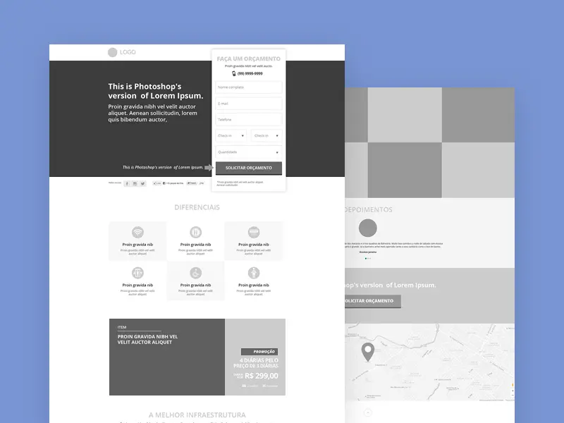 Wireframe Style Landing Page