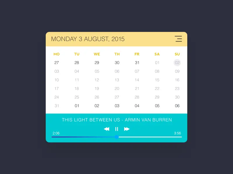 Calendar Music Widget