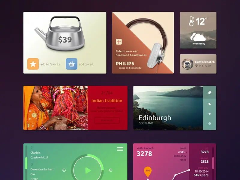 Colorful Tiles UI kit