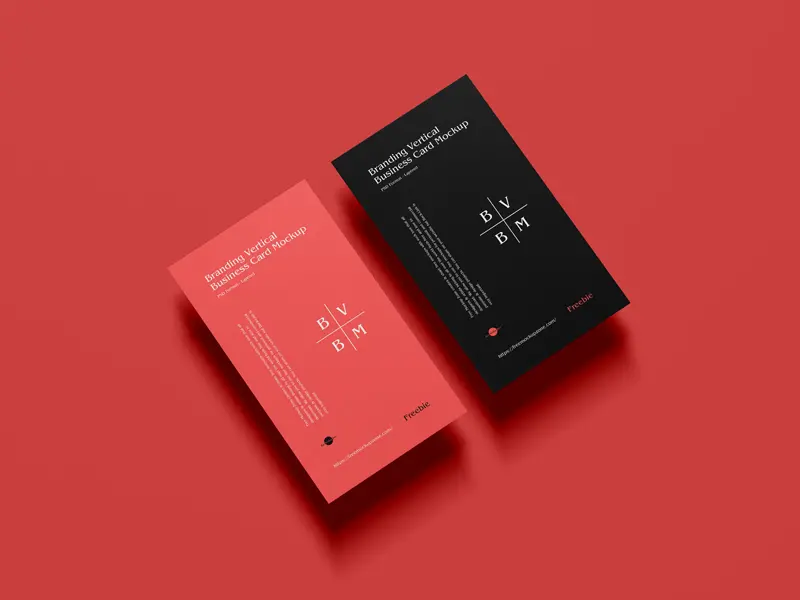 Free Branding Vertical Business Card Mockup