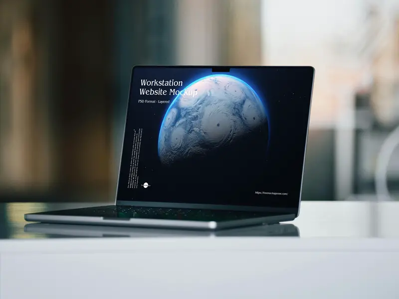 Free Laptop Workstation Website Mockup