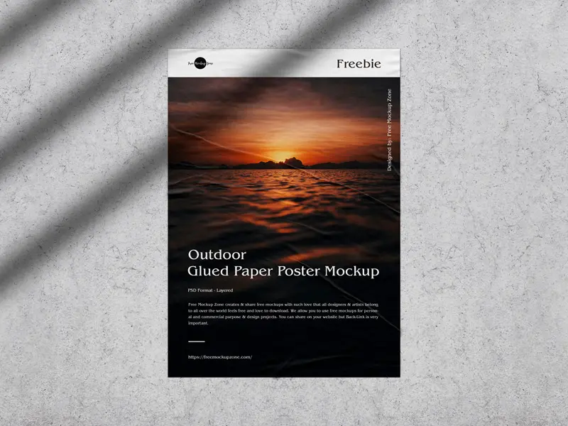 Free Outdoor Glued Paper Poster Mockup