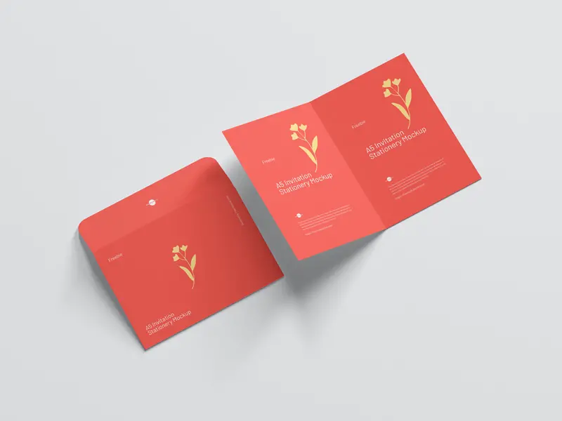 Free A5 Invitation Stationery Mockup