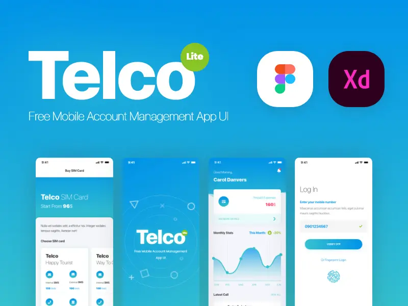 Mobile Management App Xd UI Kit Telco Lite