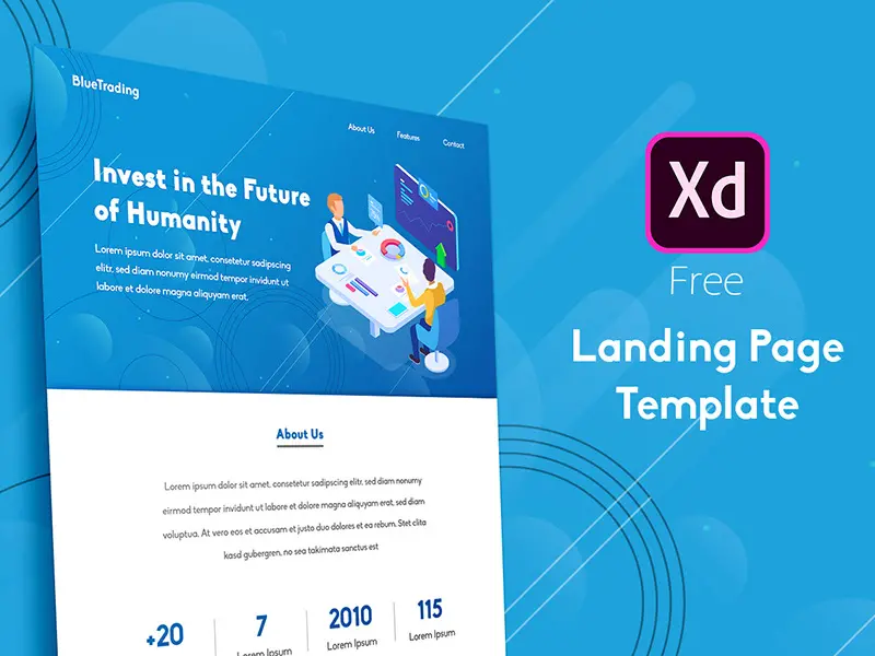 Adobe XD Landing Page Template BlueTrading
