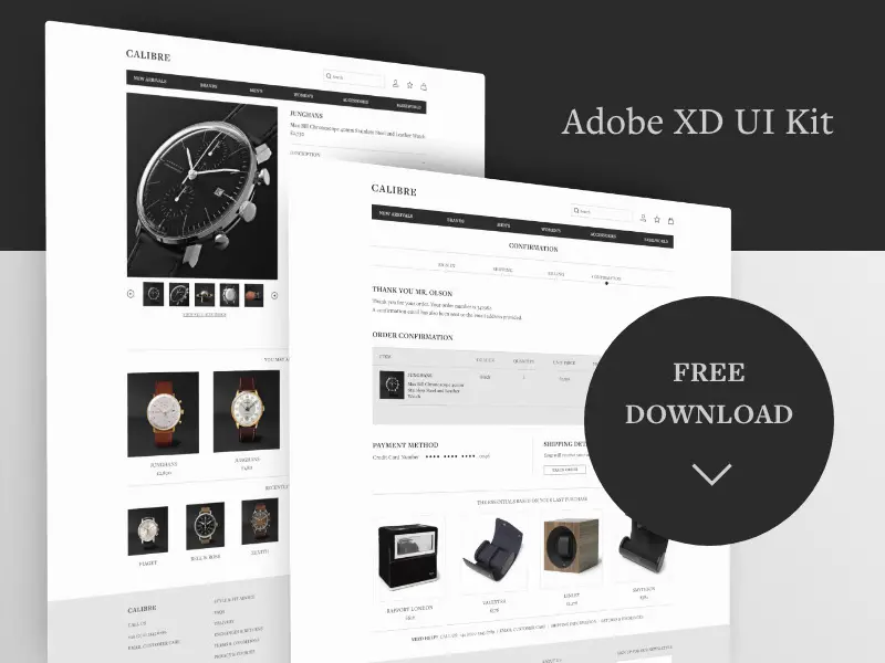 Black White UI Kit For Adobe Xd