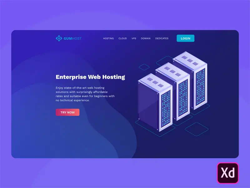 Enterprise Hosting Landing Page Xd Template