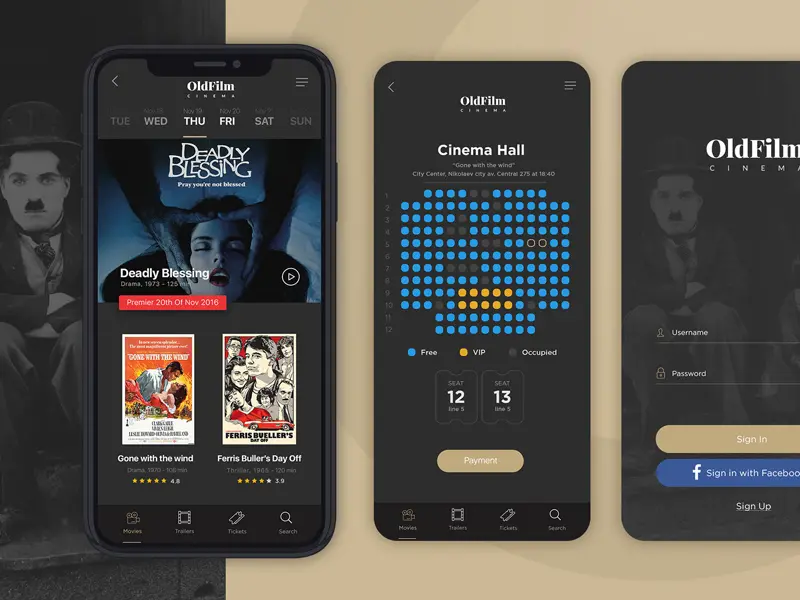 OldFilm Cinema Mobile App Design