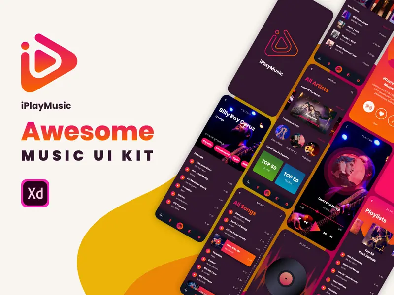 Awesome Xd Music UI Kit iPlayMusic