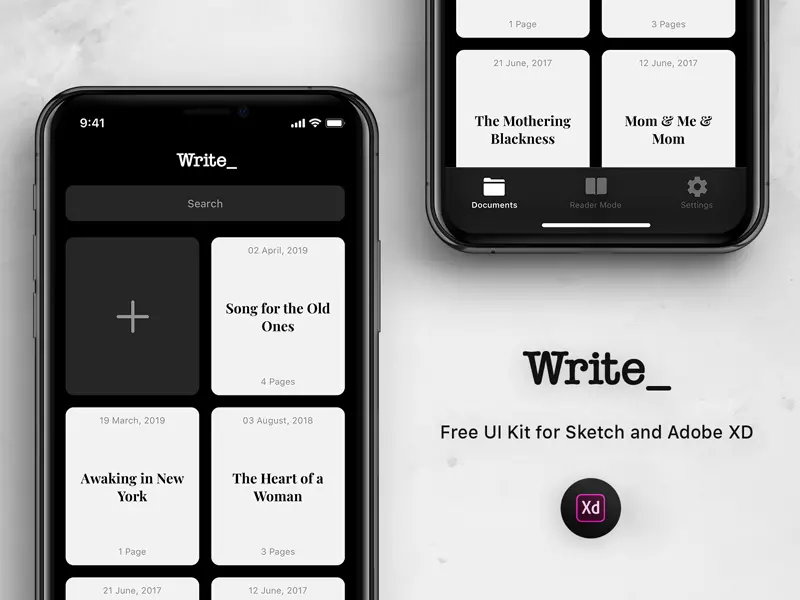 Adobe Xd UI Kit For Writting Write