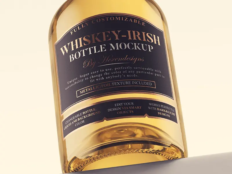 Whiskey Irish Bottle Mockup