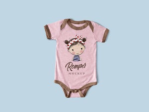 Infant Short Sleeve Bodysuit Onesie / Romper Mockup<